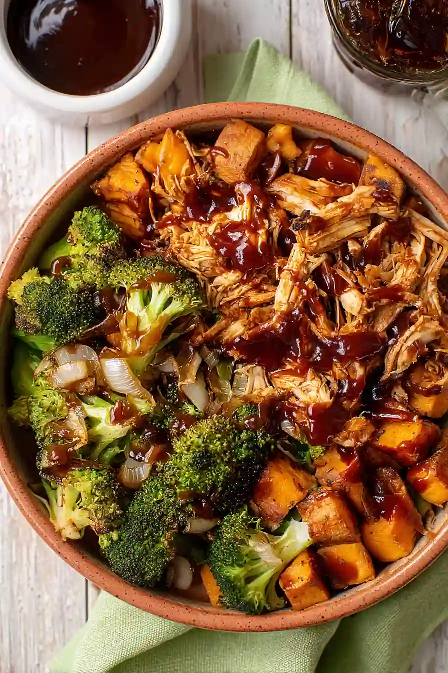 bbq chicken and sweet potato bowls