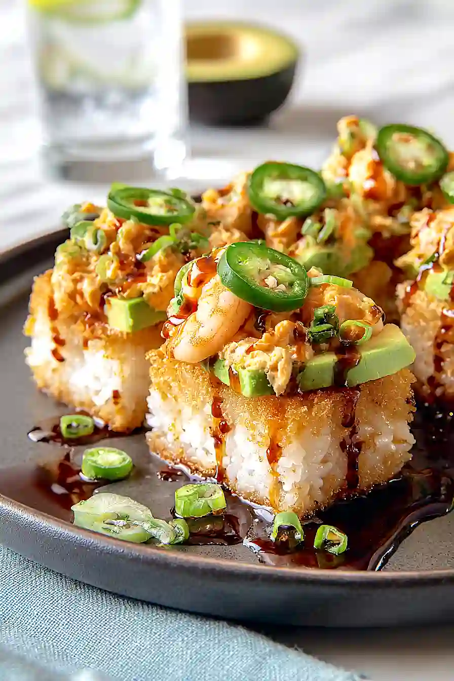 crispy rice with shrimp salad